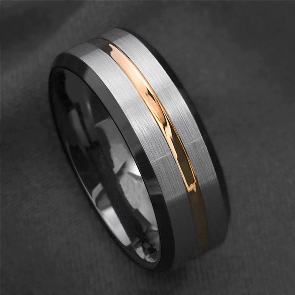 ☆New Brushed Black Stainless Steel Men’s ring Band - Picture 2 of 5